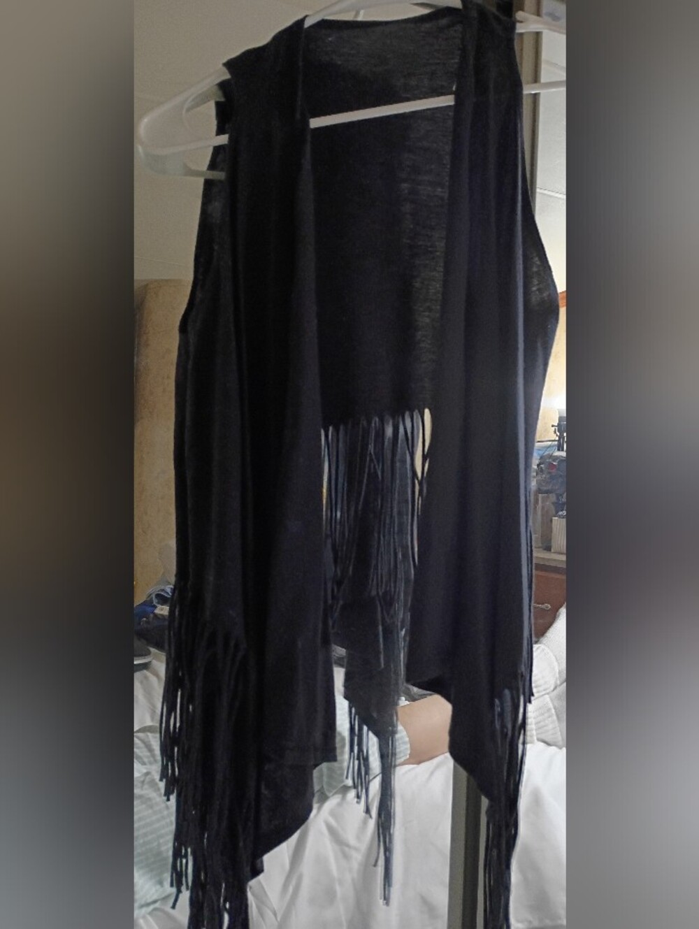 Black Fringe Vest. sz 7.